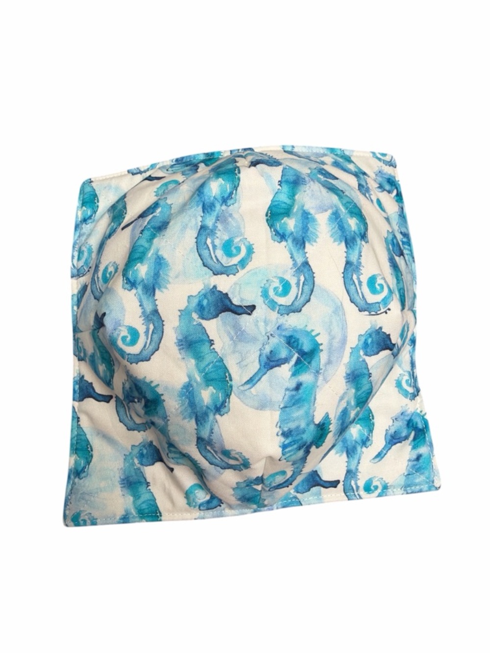 Hand Crafted Bowl Cozy Bowl Holder Microwavable Cotton Padded Blue Seahorse - Picture 5 of 11